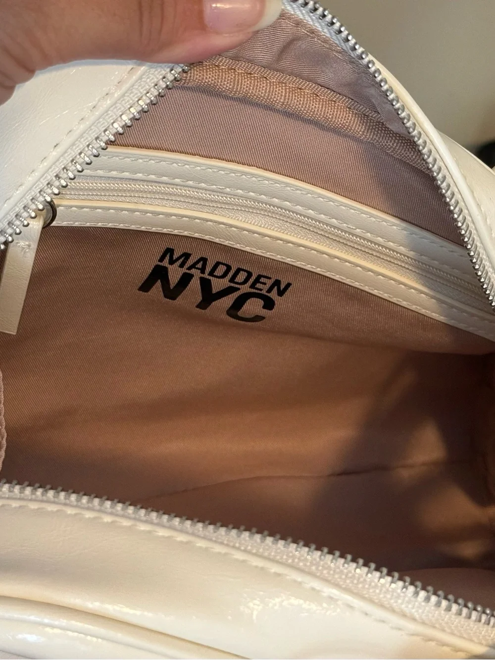 Madden NYC White East West Bowler Satchel Bag NWT